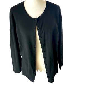 Evie Full Covered Button Front Cardigan Women L Long Sleeves Round Neck